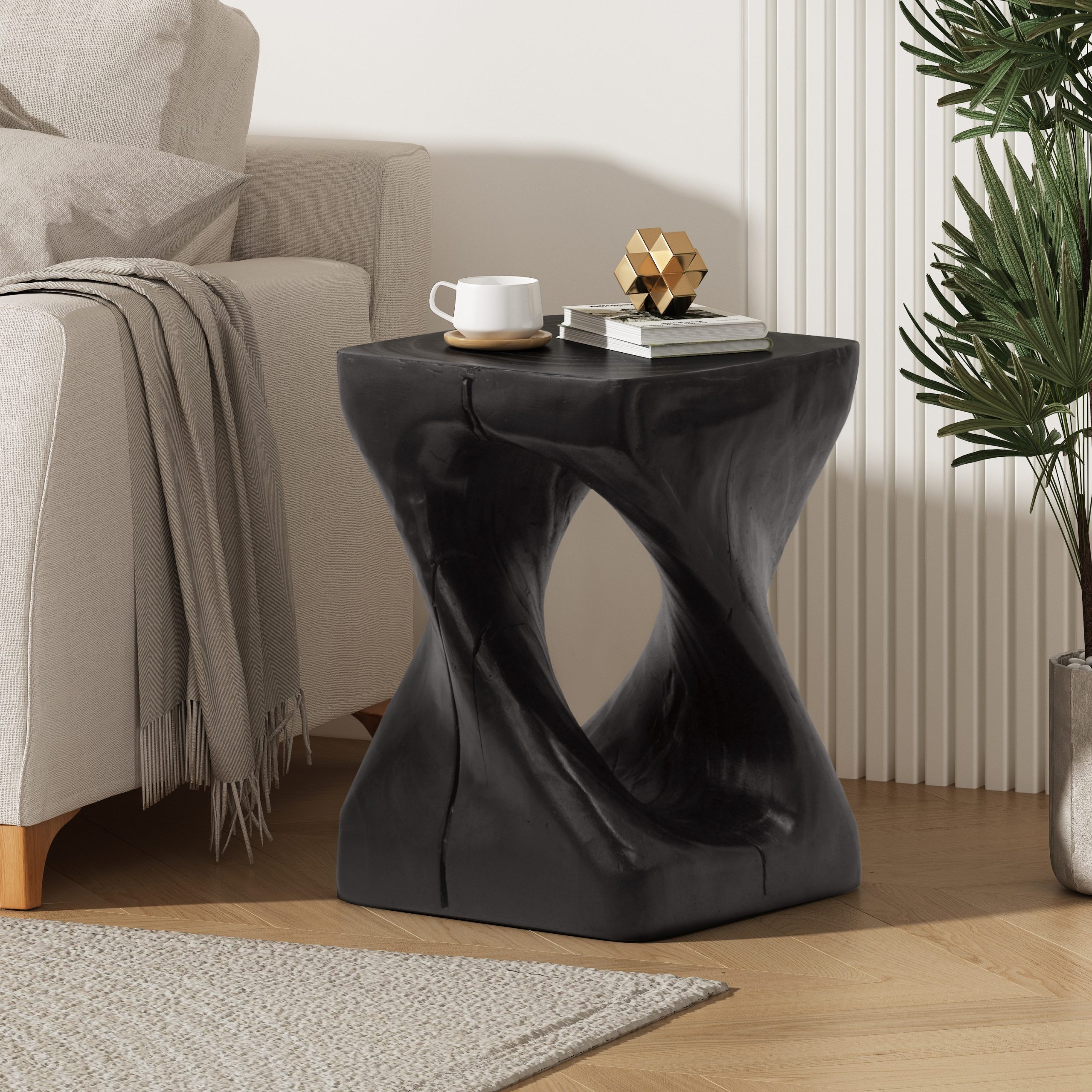 Orivane MGO Twist Side Table – Wood-Grain Sculptural Accent Table for Living Room, Bedroom & Patio - Image 2
