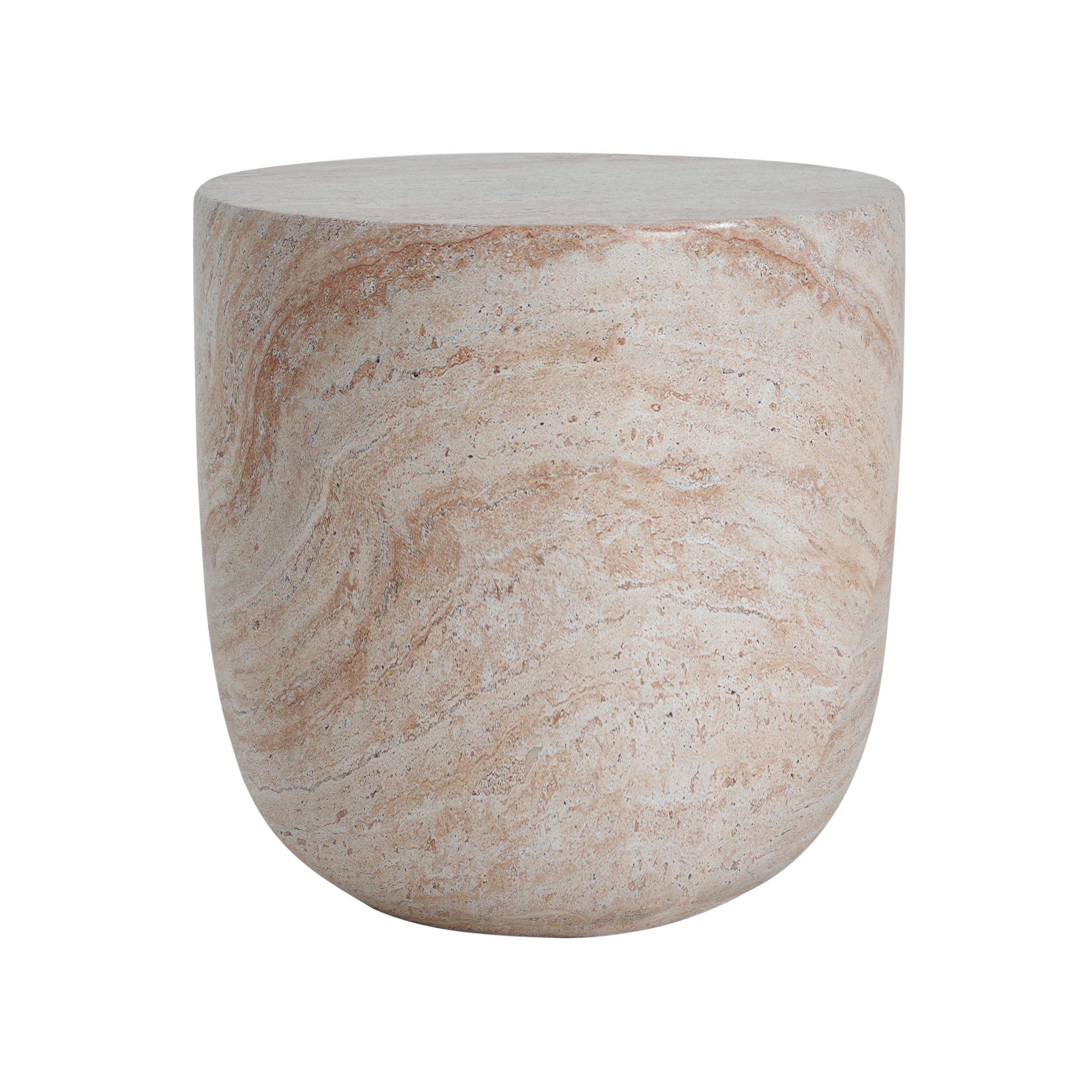 Travertine Finish MGO Barrel Side Table, Lightweight Concrete Accent Table for Indoor & Outdoor - Image 4