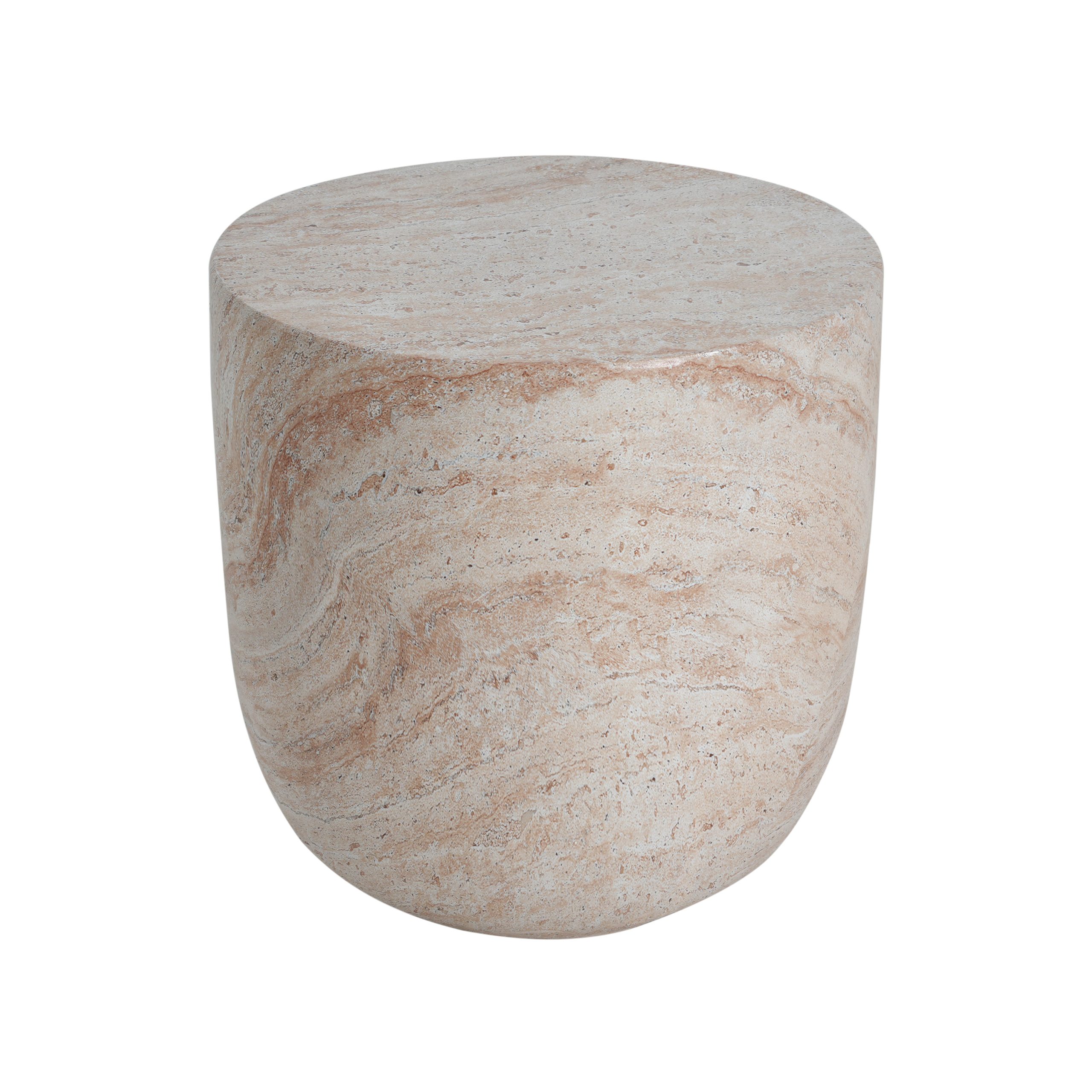 Travertine Finish MGO Barrel Side Table, Lightweight Concrete Accent Table for Indoor & Outdoor - Image 5