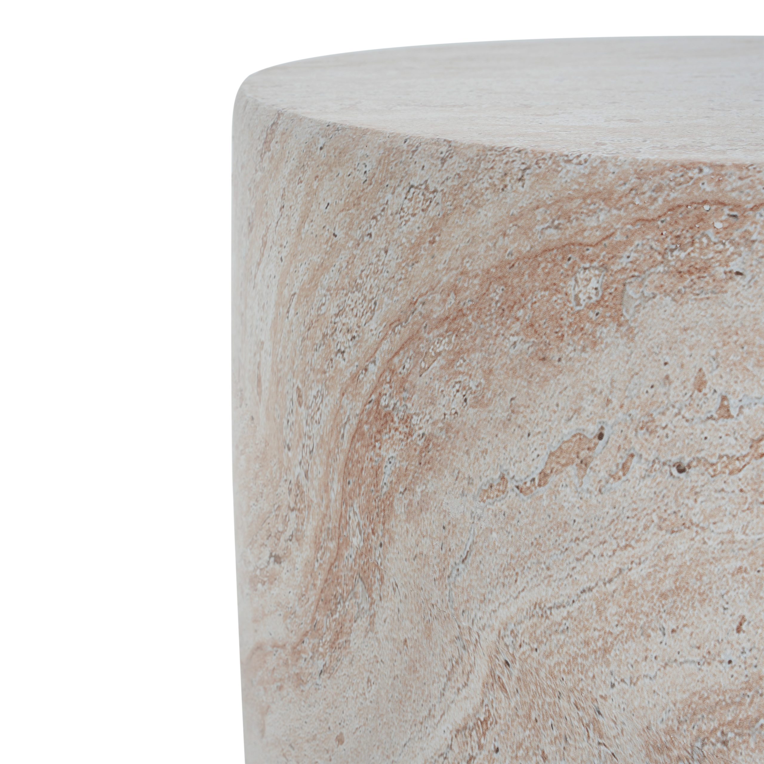 Travertine Finish MGO Barrel Side Table, Lightweight Concrete Accent Table for Indoor & Outdoor - Image 6