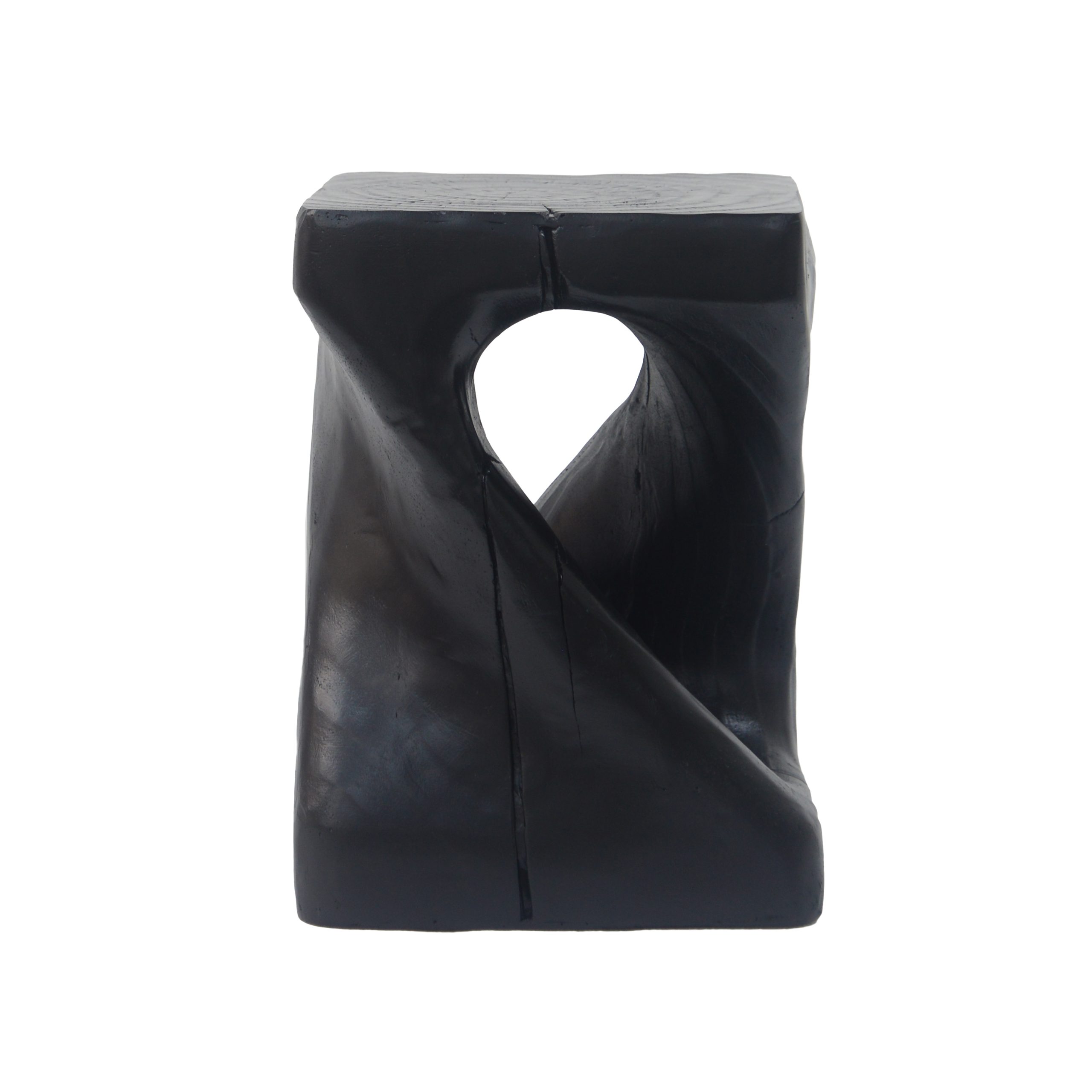 MGO twist side table used as a plant stand beside outdoor seating