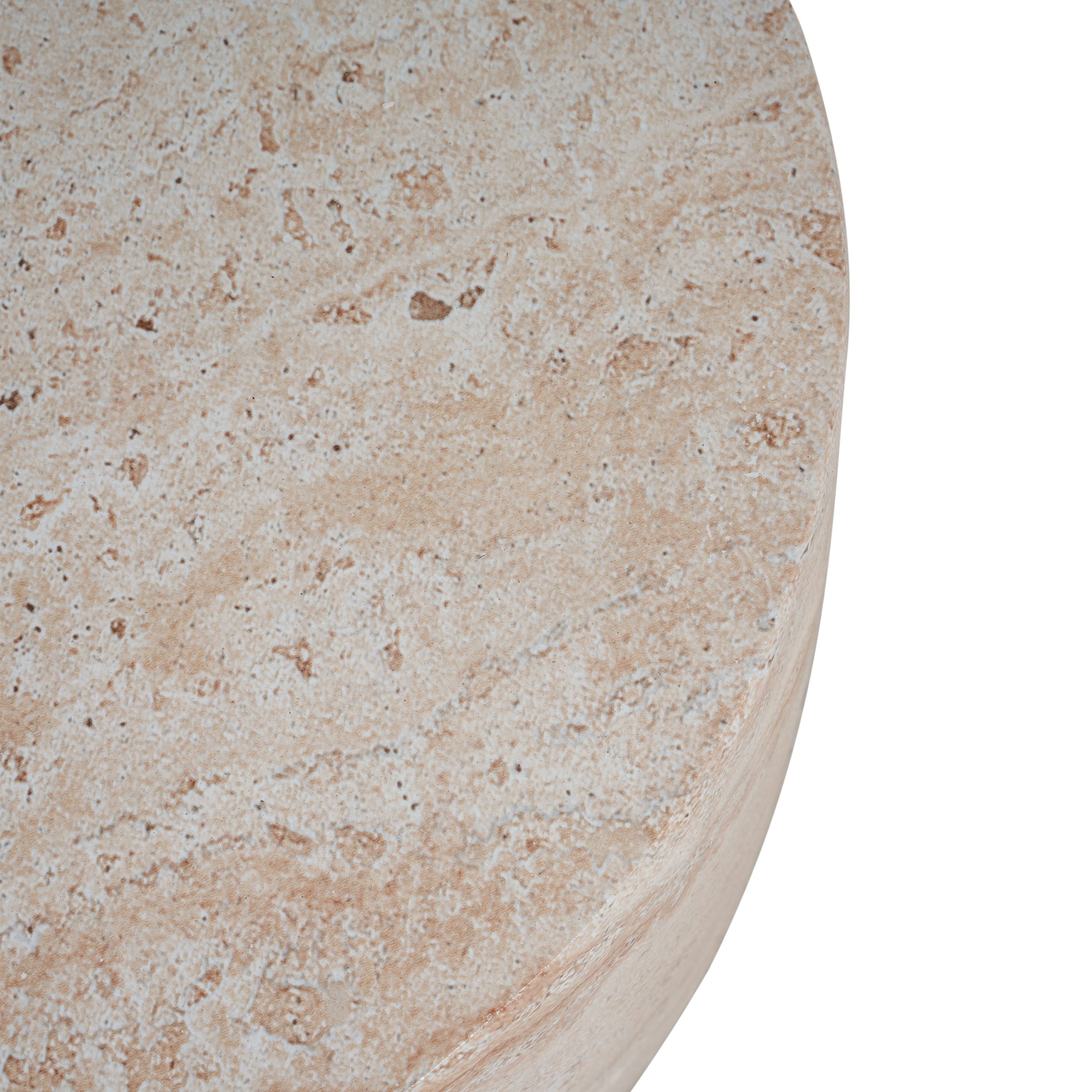 Travertine Finish MGO Barrel Side Table, Lightweight Concrete Accent Table for Indoor & Outdoor - Image 7